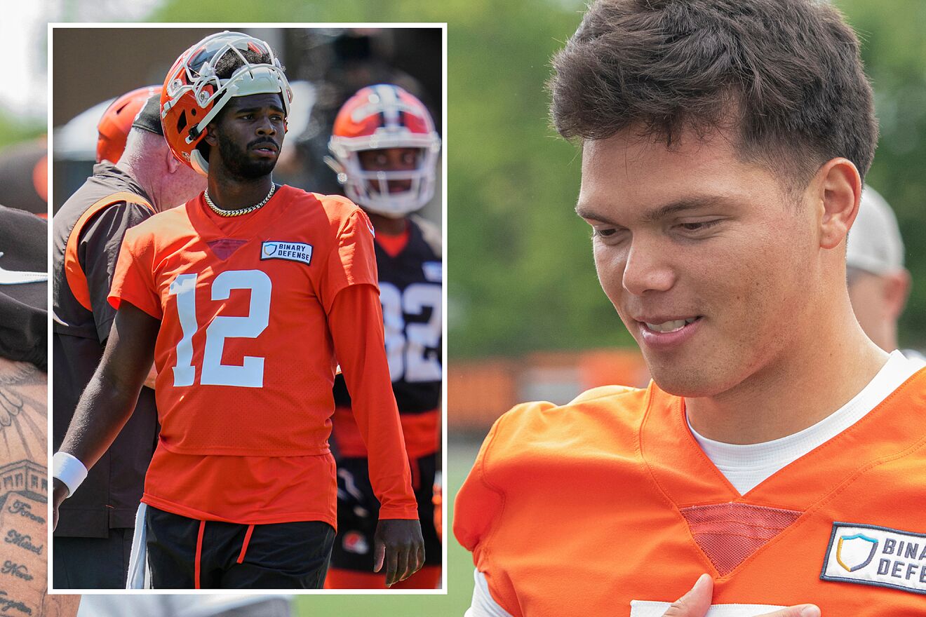 Dillon Gabriel nexto to Shedeur Sanders of the Cleveland Browns.