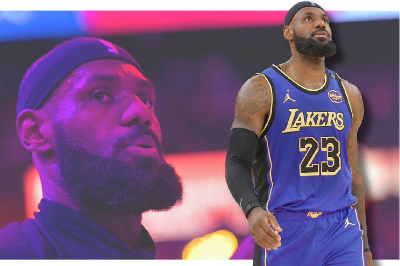 Los Angeles Lakers forward LeBron James (23) plays in the first half...
