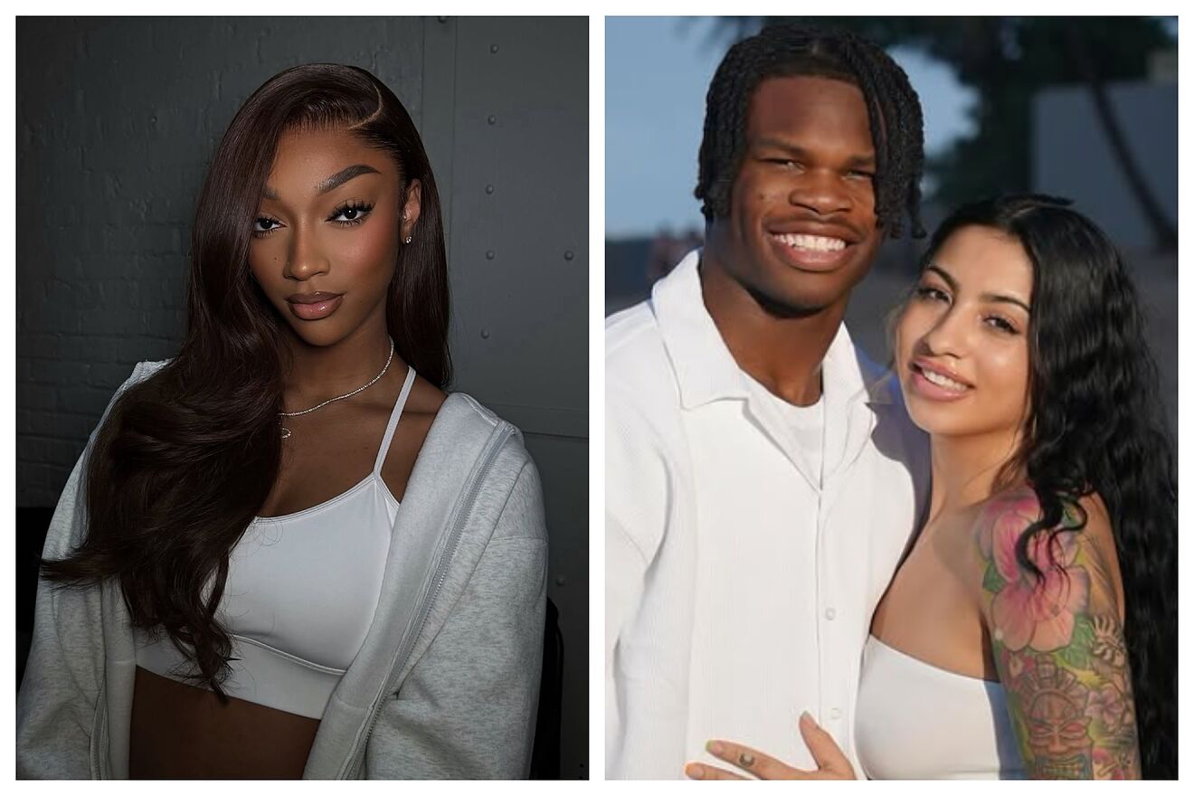 Angel Reese and Travis Hunter with wife Leanna Lenee