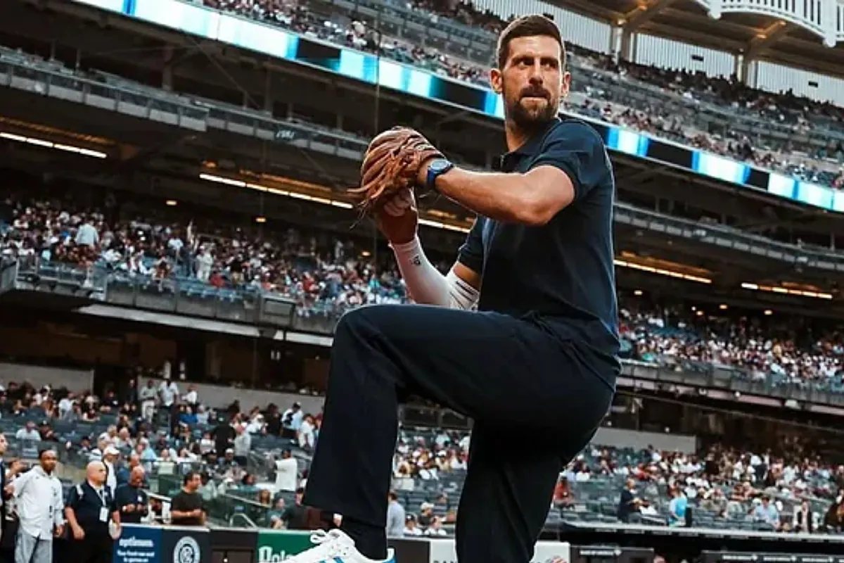 Novak Djokovic Throws First Pitch at Yankees Game