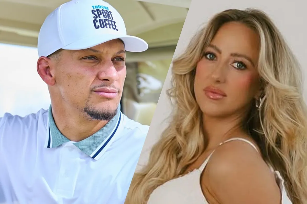 Patrick Mahomes pulls away from Brittany Mahomes immediately after a photo shoot in matching outfits
