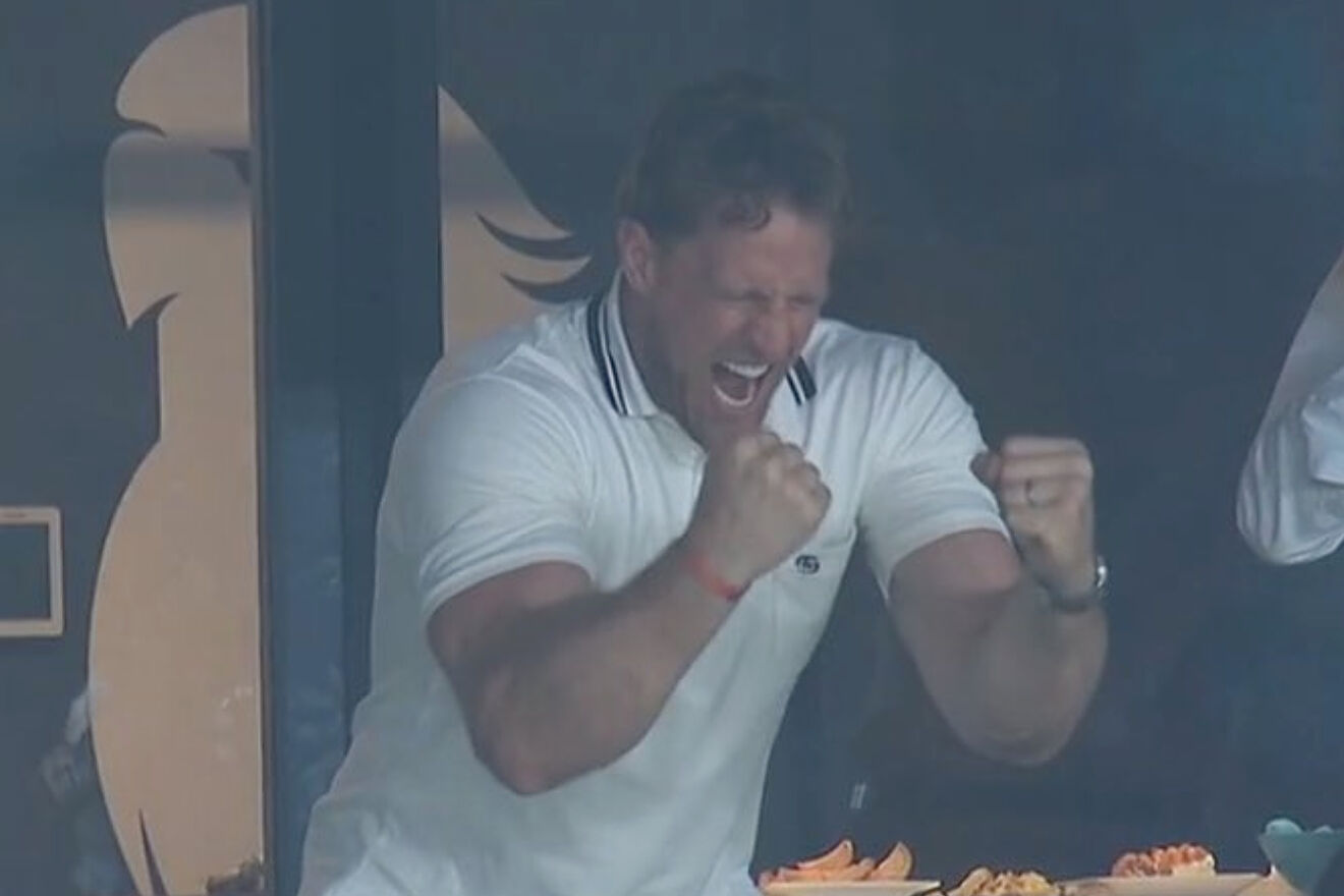 JJ Watt celebrates a goal for Espanyol against Atl�tico Madrid.