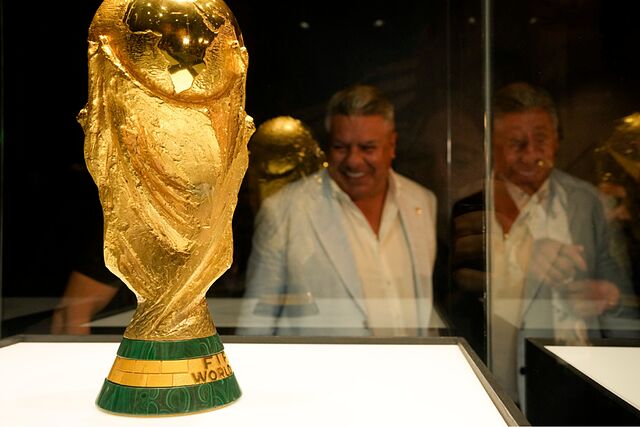 A replica of the 2023 FIFA World Cup trophy